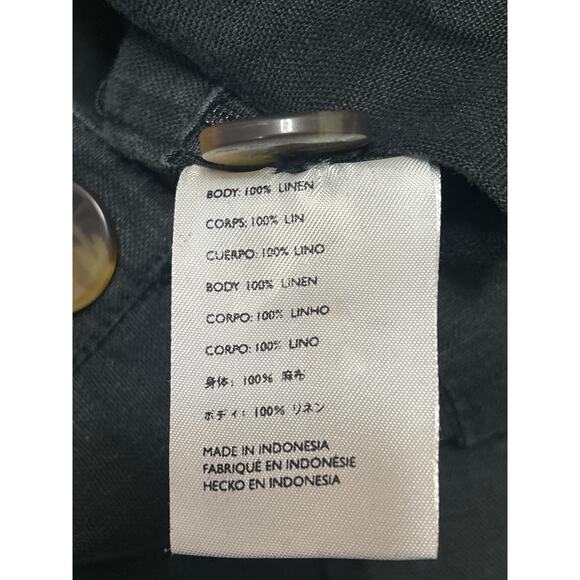 Faithfull The Brand Black Linen Sleeveless Button Front Wide Leg Crop Jumpsuit M - Picture 5 of 5